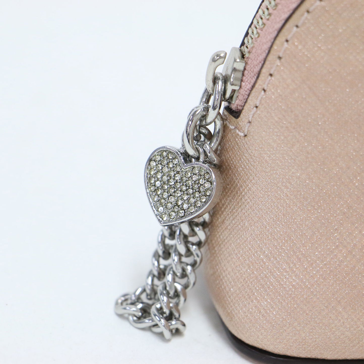 チャーム付き ファスナー ミニ ポーチ / ハート チェーン ロゴ