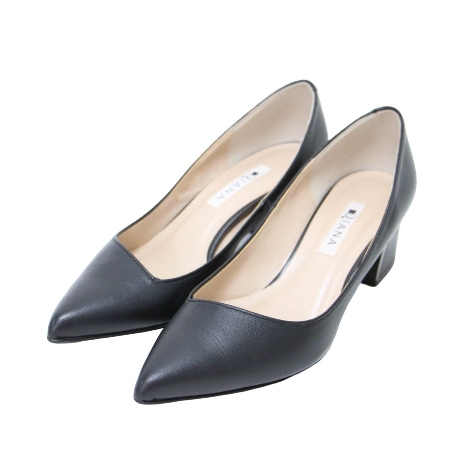 DIANA (ダイアナ) レザー ポインテッドトゥ チャンキーヒール