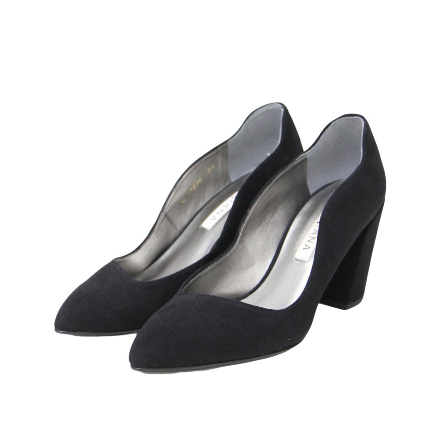 スウェード チャンキーヒール パンプス / ポインテッドトゥ ハイヒール