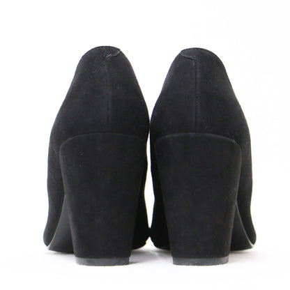 スウェード チャンキーヒール パンプス / ポインテッドトゥ ハイヒール