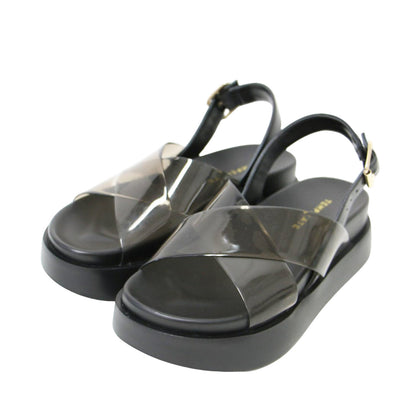 25春夏 レザー PVC クロスサンダル / SAMUEL 厚底 フラット 防水素材