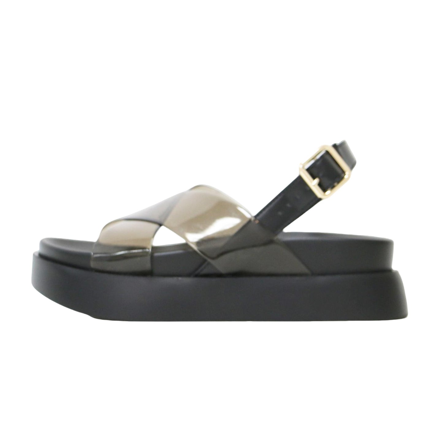 25春夏 レザー PVC クロスサンダル / SAMUEL 厚底 フラット 防水素材