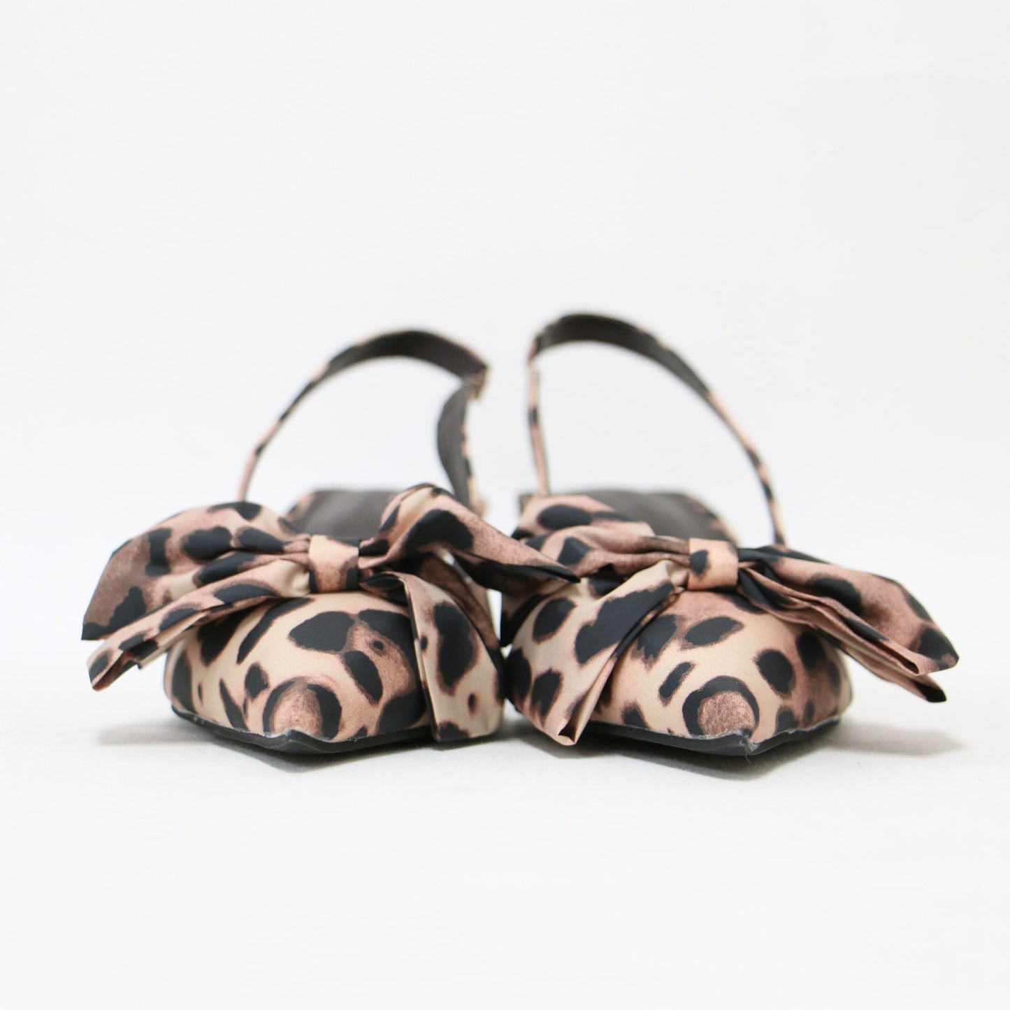 24春夏 リボンモチーフ スリングバッグ レオパード柄 パンプス / ポインテッドトゥ ローヒール バックストラップ
