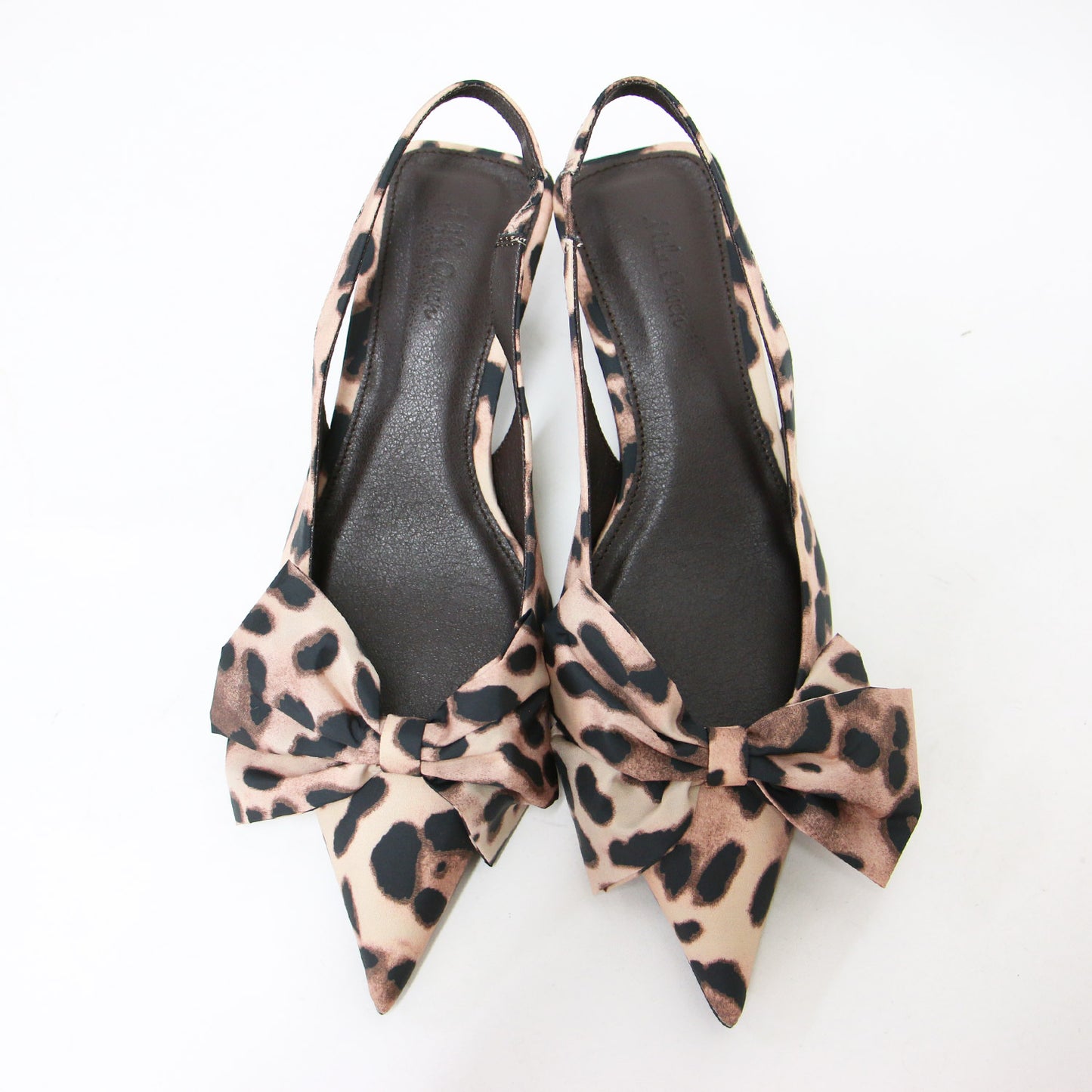 24春夏 リボンモチーフ スリングバッグ レオパード柄 パンプス / ポインテッドトゥ ローヒール バックストラップ