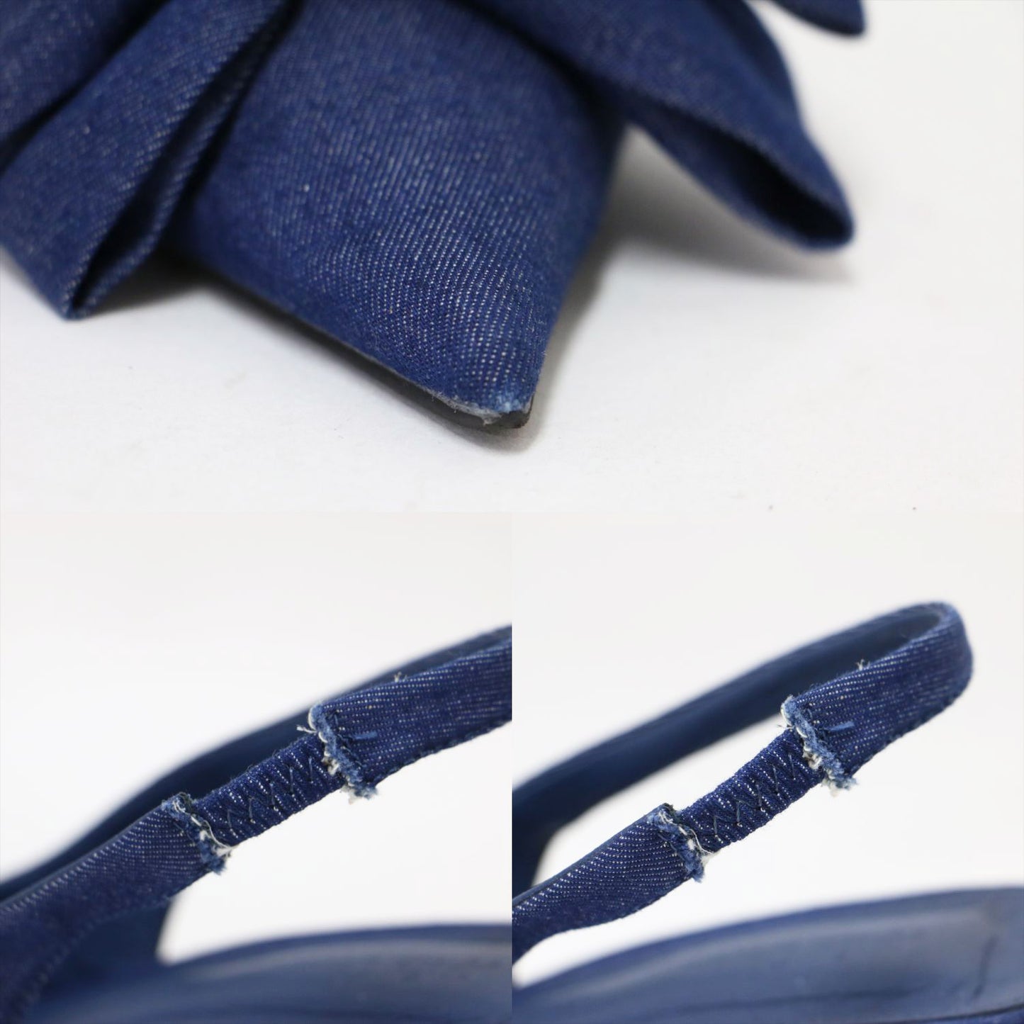 24春夏 リボンモチーフ スリングバッグ デニム パンプス / ポインテッドトゥ ローヒール バックストラップ