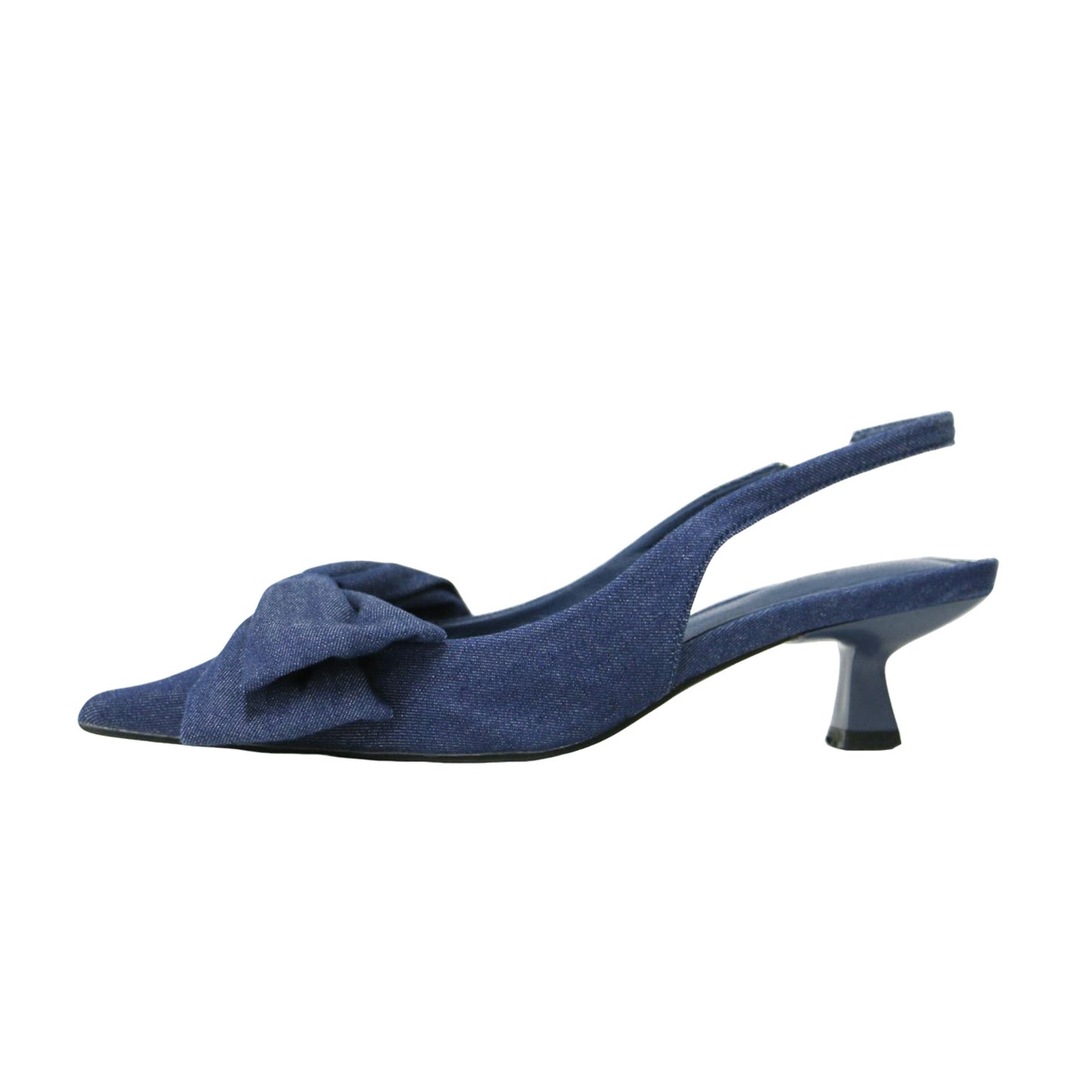 24春夏 リボンモチーフ スリングバッグ デニム パンプス / ポインテッドトゥ ローヒール バックストラップ