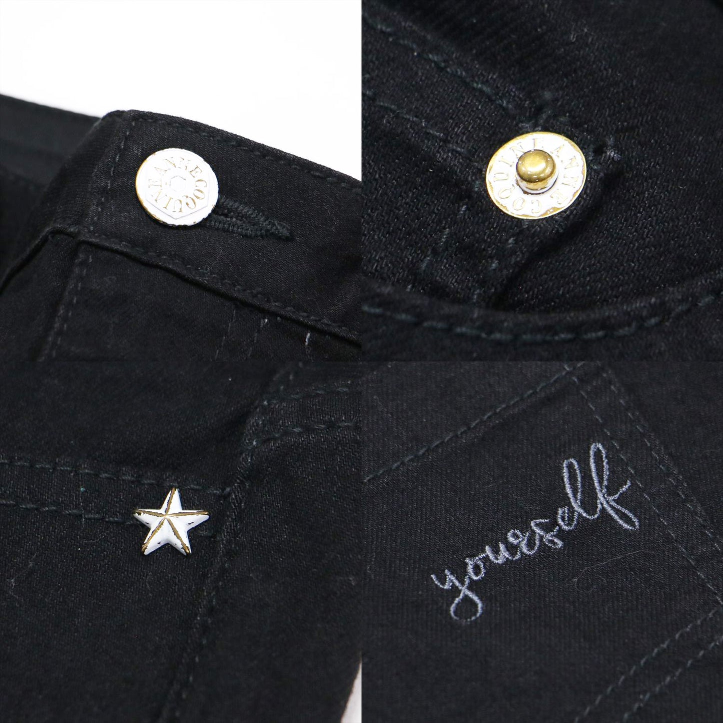 ポケット 刺繍 テーパード パンツ / ストレッチ コットン