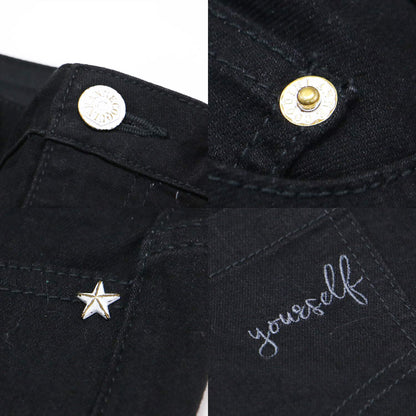 ポケット 刺繍 テーパード パンツ / ストレッチ コットン