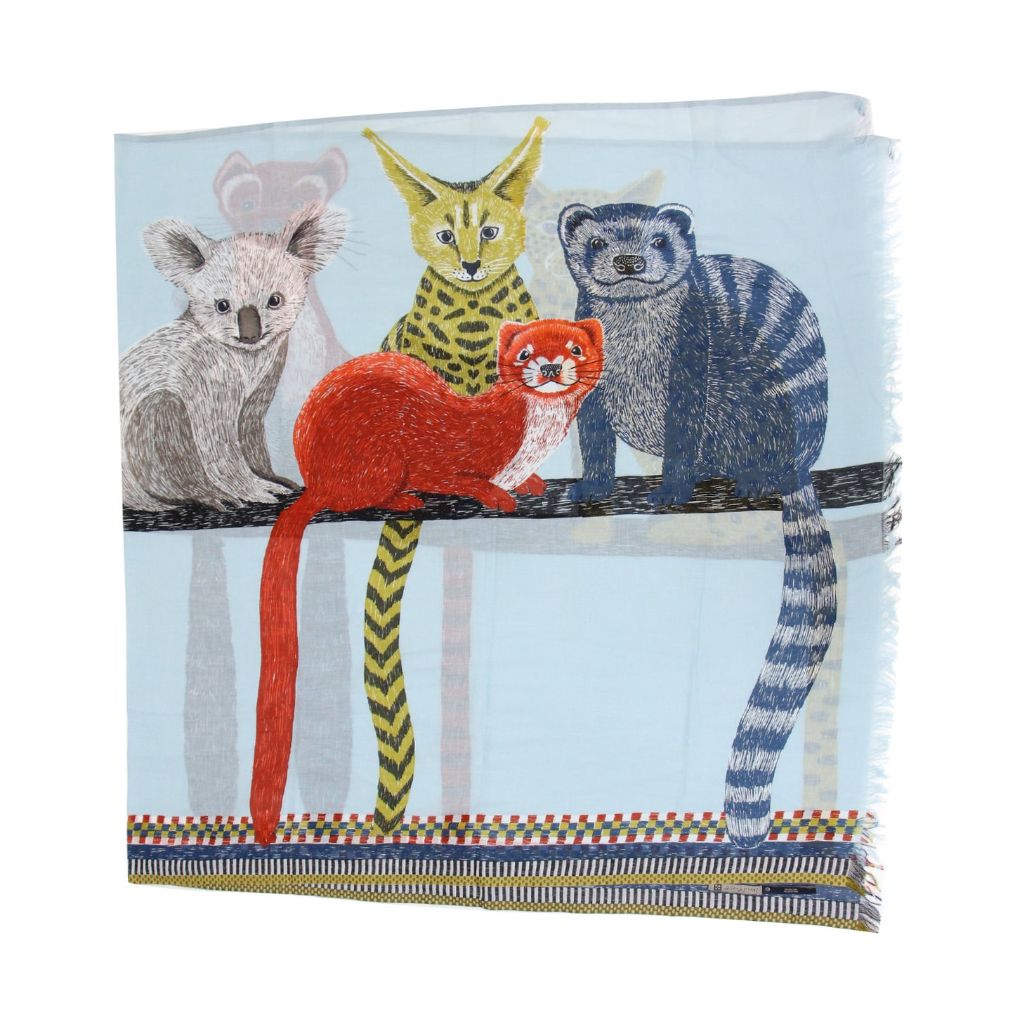 20春夏 アニマルプリント コットン ストール / AMI 大判 フリンジ 薄手