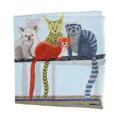 20春夏 アニマルプリント コットン ストール / AMI 大判 フリンジ 薄手