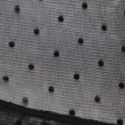 24春夏 フロッキー チュール 半袖 トップス / カットソー スタンドネック ドレープ シアー ドット柄