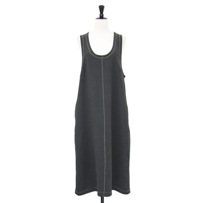 25春夏 サテンサブレ タンクトップ ワンピース / ロング Uネック ノースリーブ Iライン ステッチ