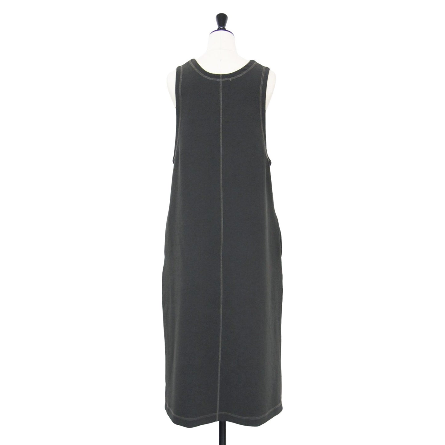 25春夏 サテンサブレ タンクトップ ワンピース / ロング Uネック ノースリーブ Iライン ステッチ