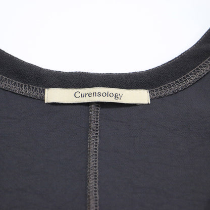 25春夏 サテンサブレ タンクトップ ワンピース / ロング Uネック ノースリーブ Iライン ステッチ