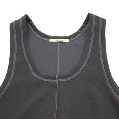 25春夏 サテンサブレ タンクトップ ワンピース / ロング Uネック ノースリーブ Iライン ステッチ