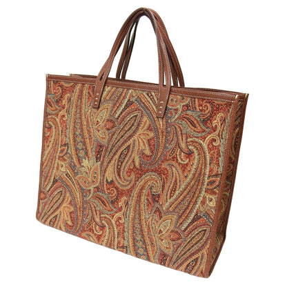 タンク ペイズリー柄 トートバッグ / TANK ORANGE PAISLEY ハンドバッグ ジャガード レザー