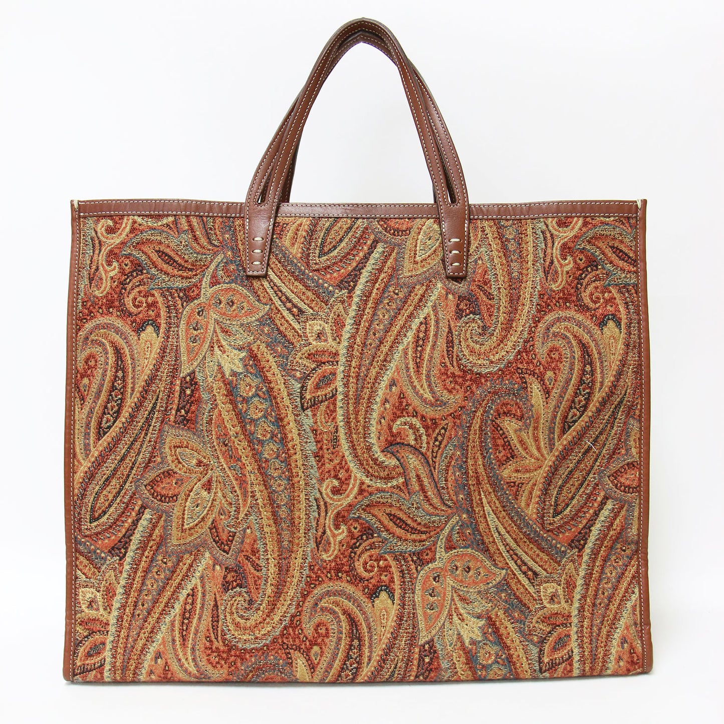 タンク ペイズリー柄 トートバッグ / TANK ORANGE PAISLEY ハンドバッグ ジャガード レザー