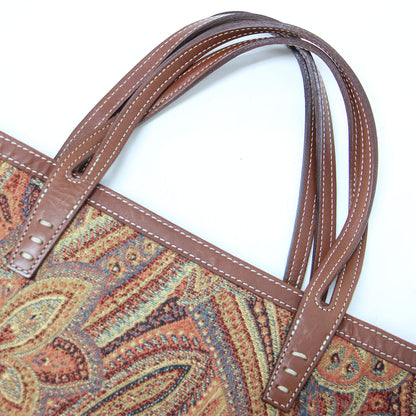 タンク ペイズリー柄 トートバッグ / TANK ORANGE PAISLEY ハンドバッグ ジャガード レザー