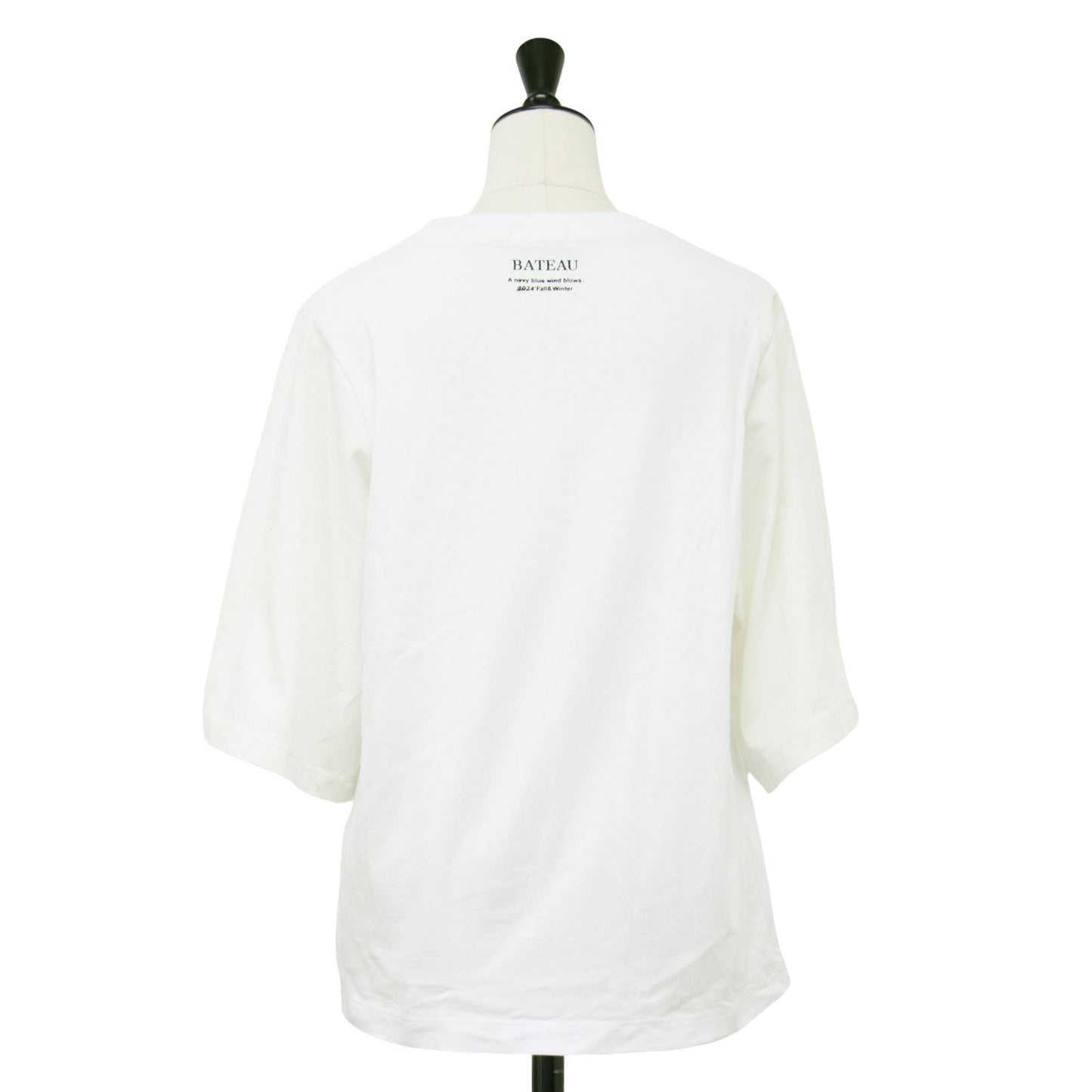 24秋冬 ロゴ 刺繍 半袖 Tシャツ / BATEAU カットソー ショートスリーブ クルーネック ポケット コットン