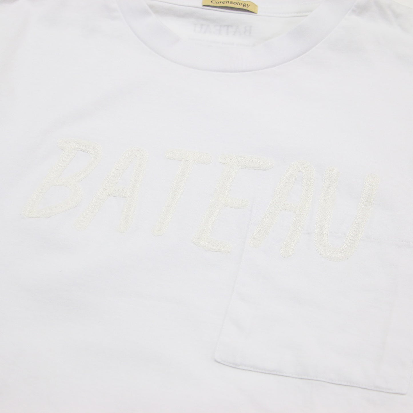 24秋冬 ロゴ 刺繍 半袖 Tシャツ / BATEAU カットソー ショートスリーブ クルーネック ポケット コットン