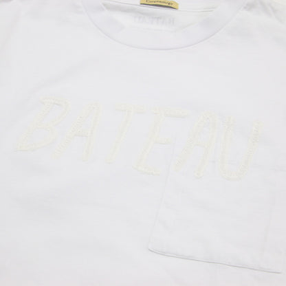 24秋冬 ロゴ 刺繍 半袖 Tシャツ / BATEAU カットソー ショートスリーブ クルーネック ポケット コットン