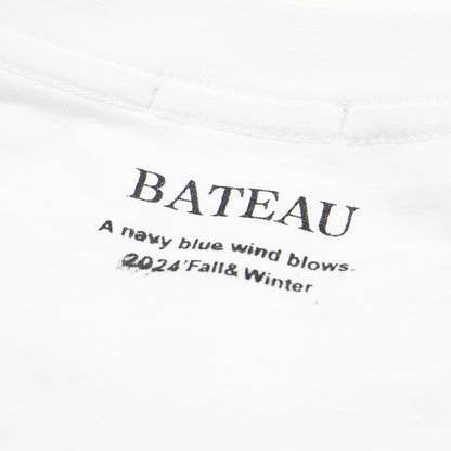 24秋冬 ロゴ 刺繍 半袖 Tシャツ / BATEAU カットソー ショートスリーブ クルーネック ポケット コットン