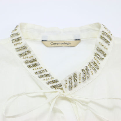 24秋冬 オーガンビジュー ブラウス / スタンドカラー ノースリーブ チュールレース コットン