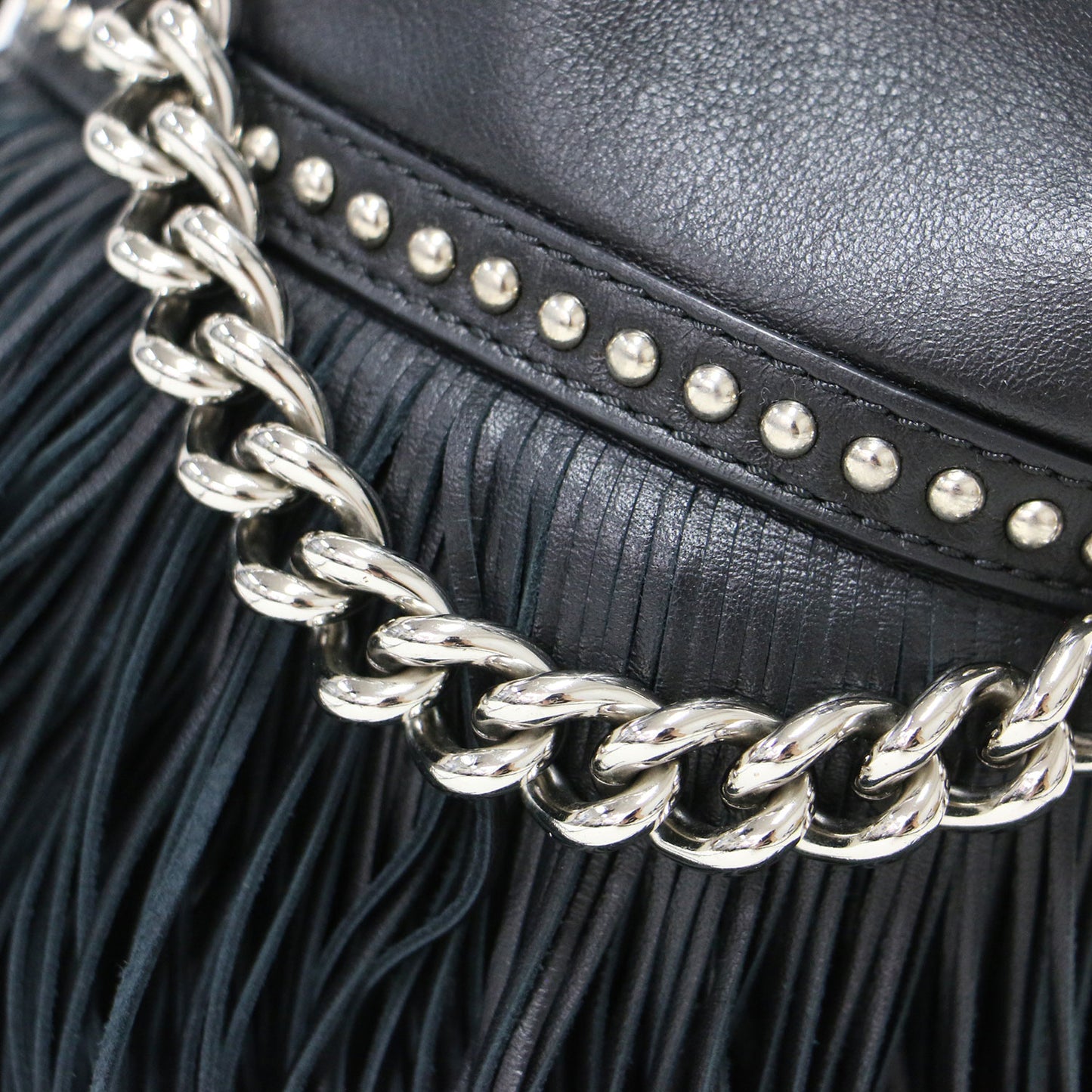 フリンジ カーニバル ミニ / FRINGE CARNIVAL MINI ハンドバッグ 巾着型 ショルダー クロスボディ 肩掛け スタッズ チェーン レザー