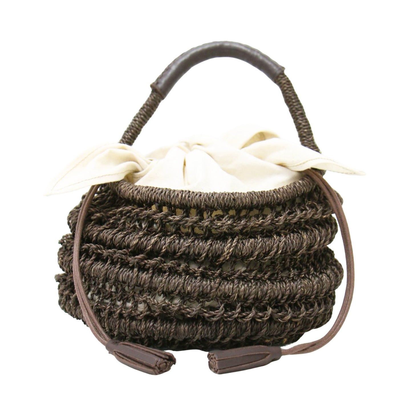 ミニ マルシェ かごバッグ / ハンドバッグ ワンハンドル 巾着 タッセル