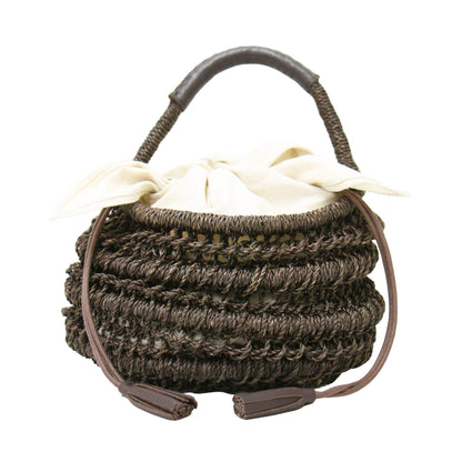 ミニ マルシェ かごバッグ / ハンドバッグ ワンハンドル 巾着 タッセル