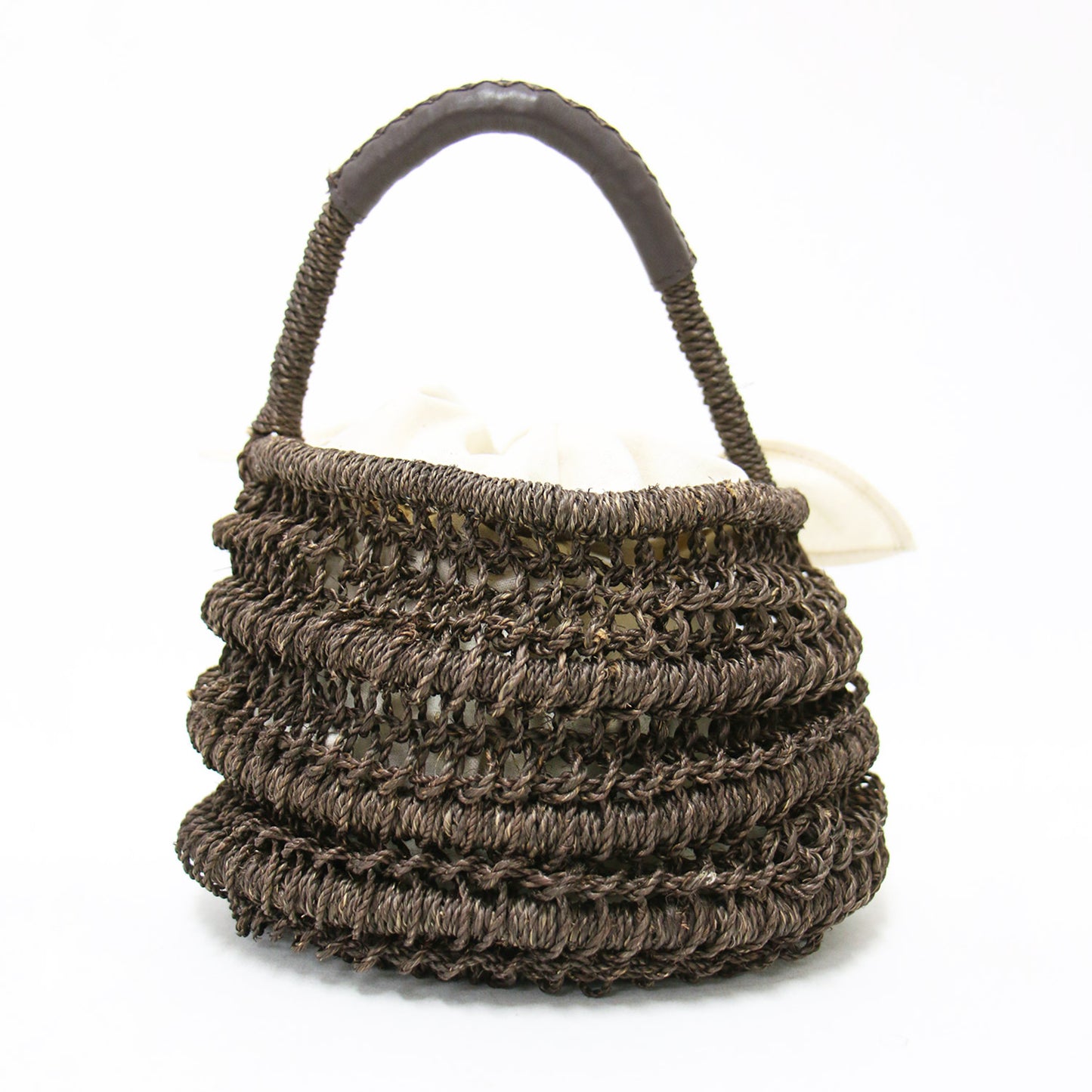 ミニ マルシェ かごバッグ / ハンドバッグ ワンハンドル 巾着 タッセル