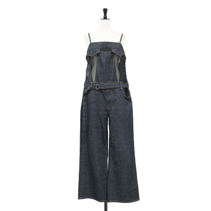 25春夏 デニム ミックス ジャンプスーツ / Denim Mix Jumpsuit サロペット パンツ シアー コンビ コットン