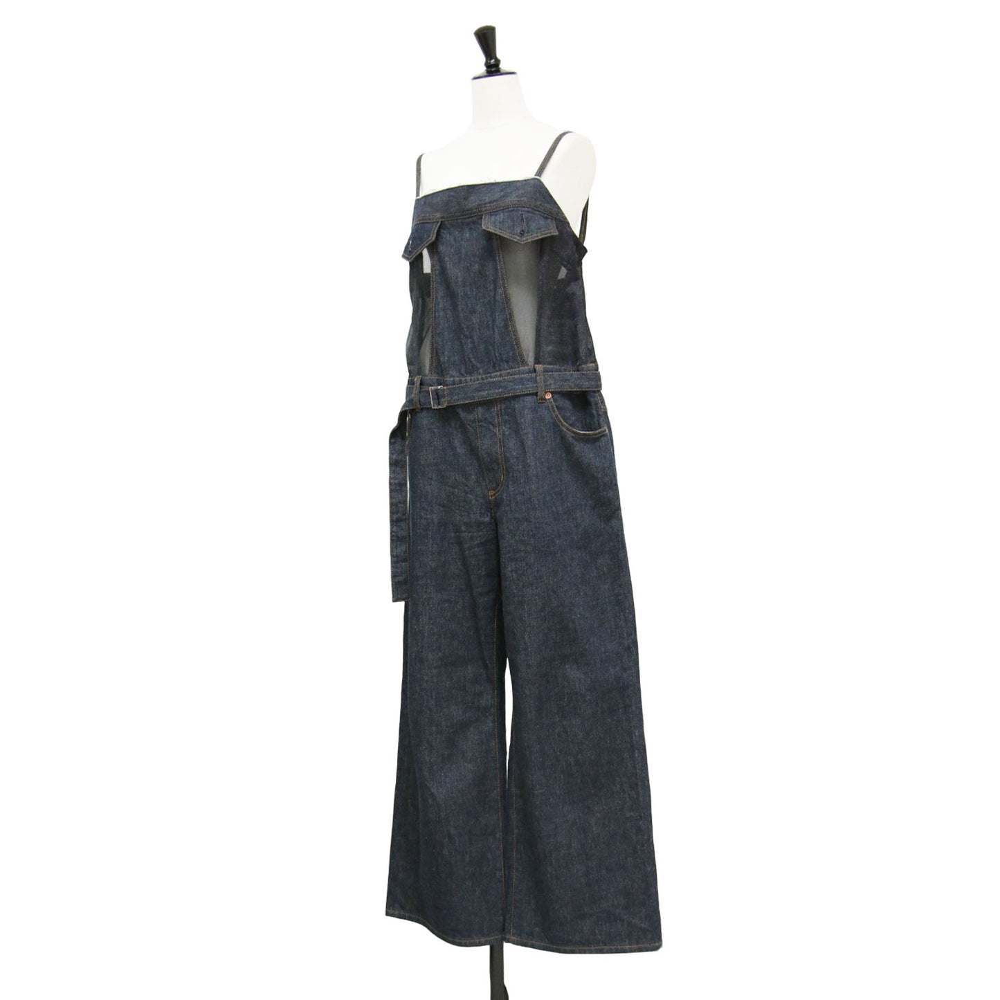 25春夏 デニム ミックス ジャンプスーツ / Denim Mix Jumpsuit サロペット パンツ シアー コンビ コットン
