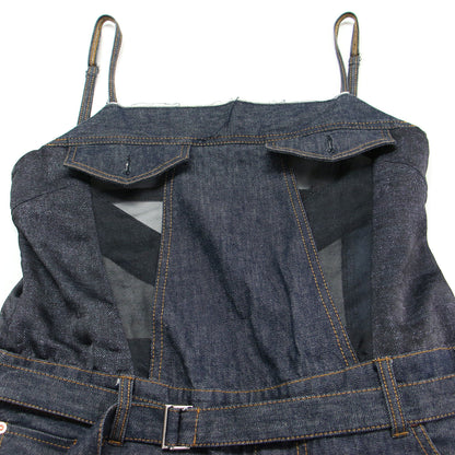 25春夏 デニム ミックス ジャンプスーツ / Denim Mix Jumpsuit サロペット パンツ シアー コンビ コットン