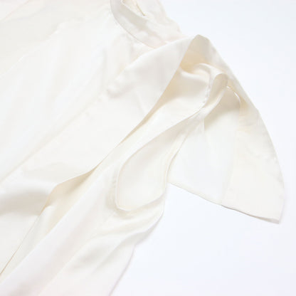 25春夏 サテン シフォン プルオーバー / Satin Chiffon Pullover ブラウス ノースリーブ スタンドカラー ドレープ