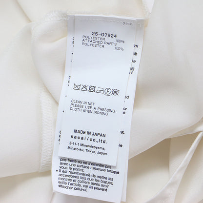 25春夏 サテン シフォン プルオーバー / Satin Chiffon Pullover ブラウス ノースリーブ スタンドカラー ドレープ