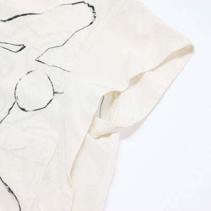 25春夏 グラフィック プリント Vネック ブラウス / Ulrike pullover プルオーバー キャップスリーブ シルク