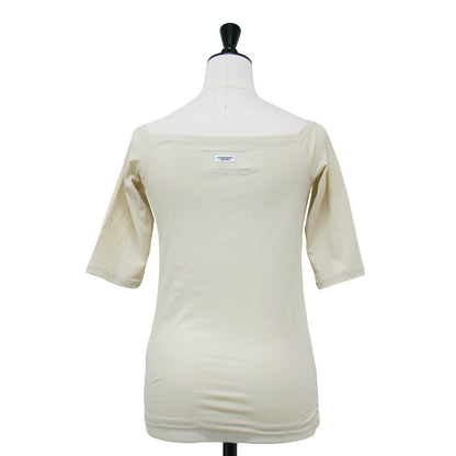 25春夏 オフショルダー ハーフスリーブ トップス / COTTON POLYURETHANE OFF SHOULDER HALF SLEEVE TOPS カットソー 5分袖 ストレッチ コットン