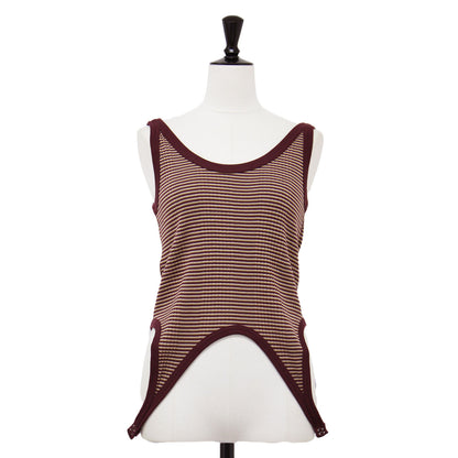 25春夏 コットン ランダムボーダー リブ タンクトップ / COTTON RANDOM BORDER RIB UP DOWN TANK TOP