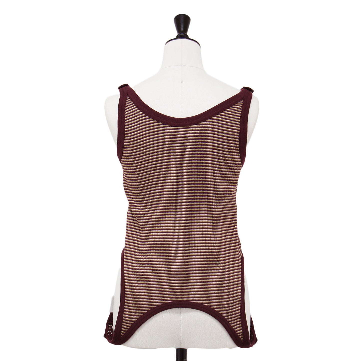 25春夏 コットン ランダムボーダー リブ タンクトップ / COTTON RANDOM BORDER RIB UP DOWN TANK TOP