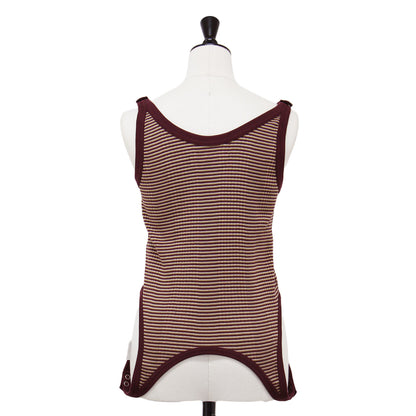 25春夏 コットン ランダムボーダー リブ タンクトップ / COTTON RANDOM BORDER RIB UP DOWN TANK TOP