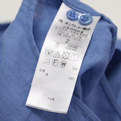 24春夏 リネン バンドカラー シャツ / ブラウス ノースリーブ 胸ポケット