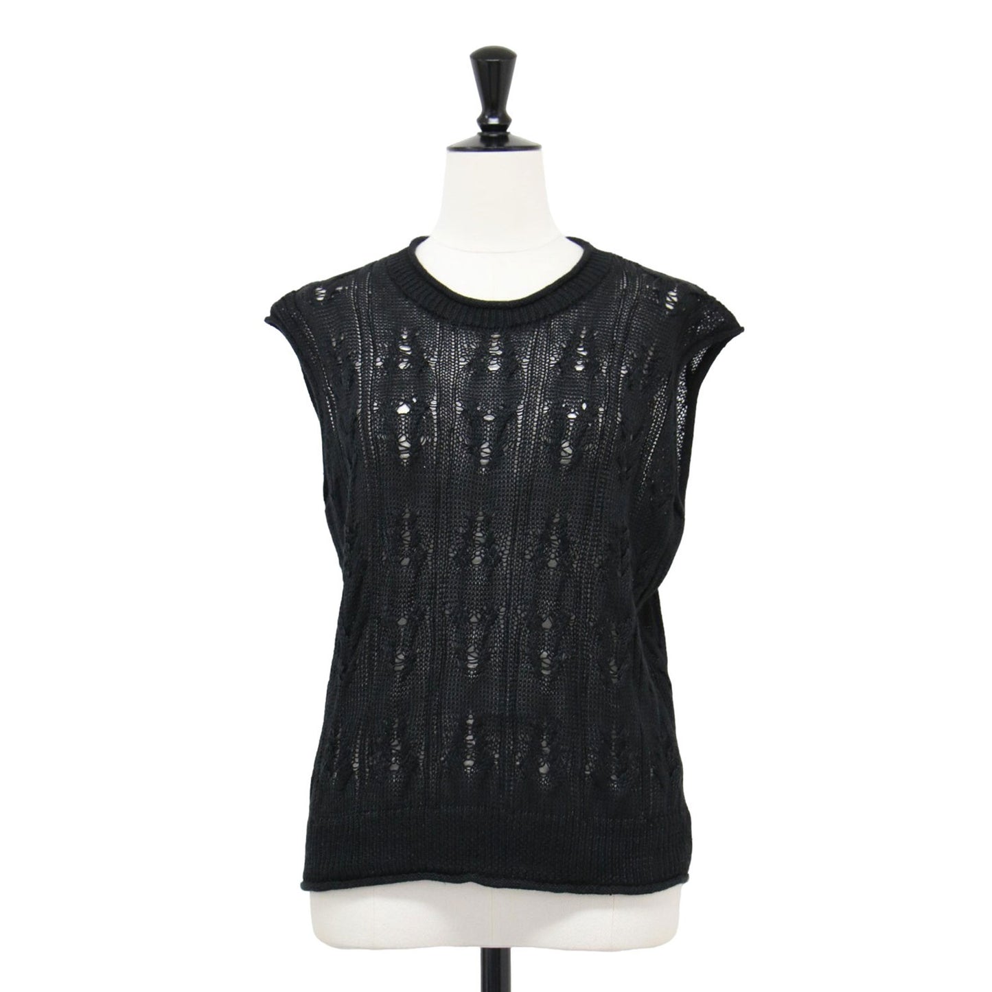 23春夏 ケーブル編み ノースリーブ ニット / Neo Sag Harbor Cable Shell Top クルーネック シアー リネン