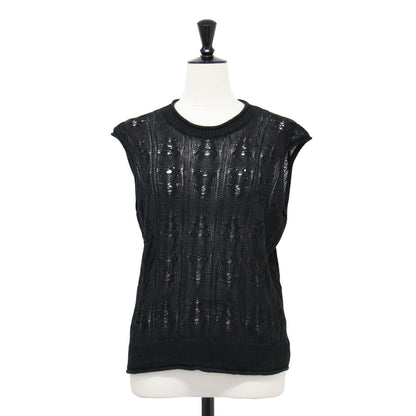 23春夏 ケーブル編み ノースリーブ ニット / Neo Sag Harbor Cable Shell Top クルーネック シアー リネン