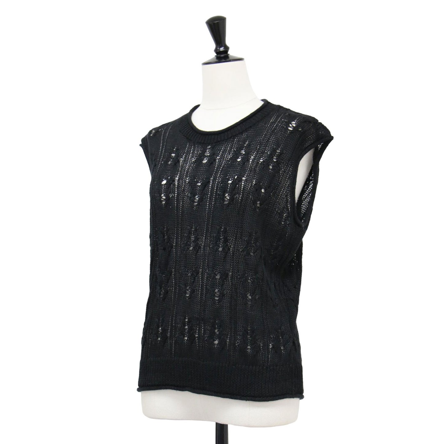 23春夏 ケーブル編み ノースリーブ ニット / Neo Sag Harbor Cable Shell Top クルーネック シアー リネン