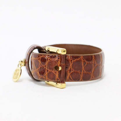 150周年 アニバーサリー クロコダイル ブレスレット / バングル アナグラム チャーム レザー ヴィンテージ