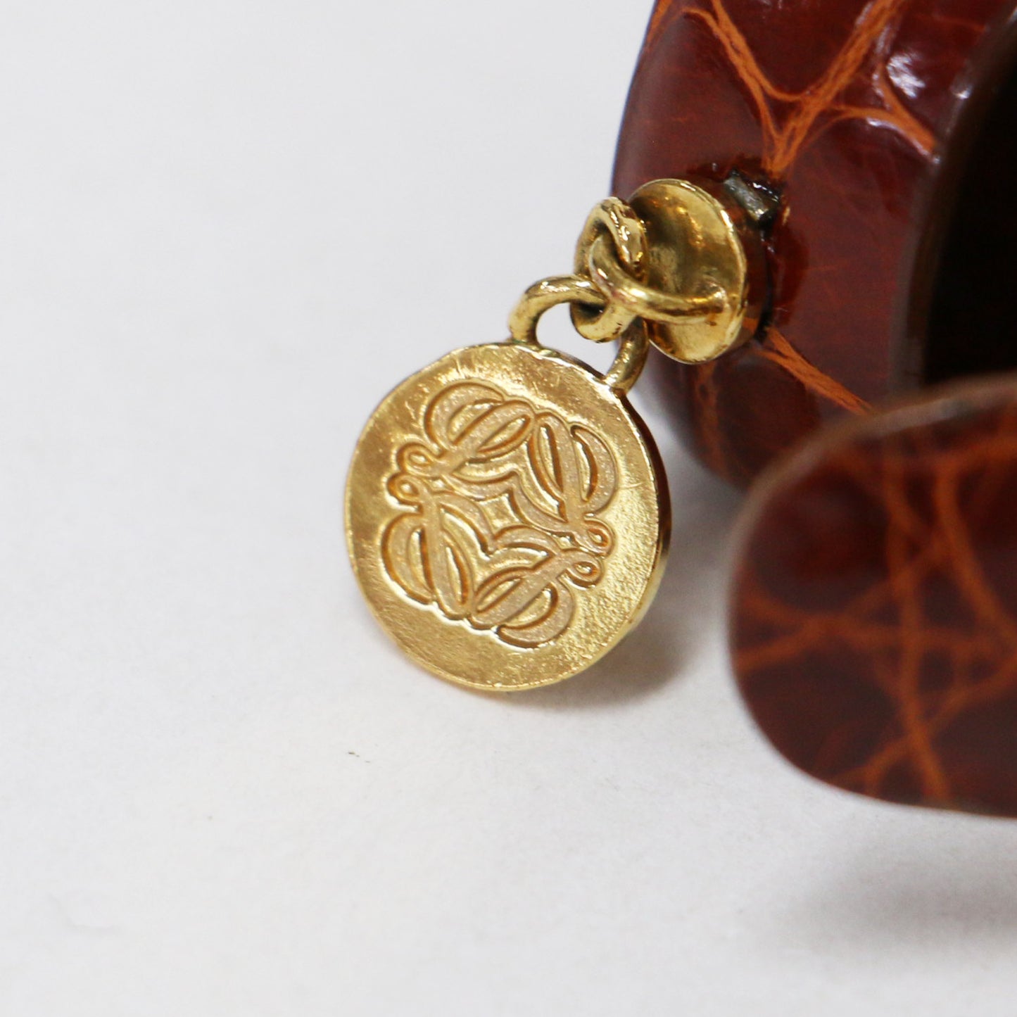 150周年 アニバーサリー クロコダイル ブレスレット / バングル アナグラム チャーム レザー ヴィンテージ