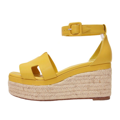 22春夏 エルダ エスパドリーユ ウェッジソール サンダル / アンクルストラップ プラットフォーム レザー