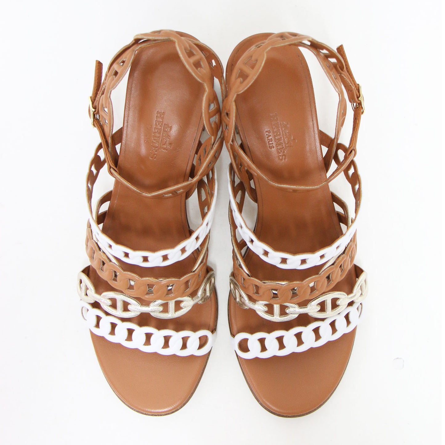 23春夏 ロマンツァ シェーヌダンクル アンクルストラップ サンダル / ウエッジヒール 配色 ベルト レザー