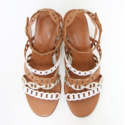 23春夏 ロマンツァ シェーヌダンクル アンクルストラップ サンダル / ウエッジヒール 配色 ベルト レザー